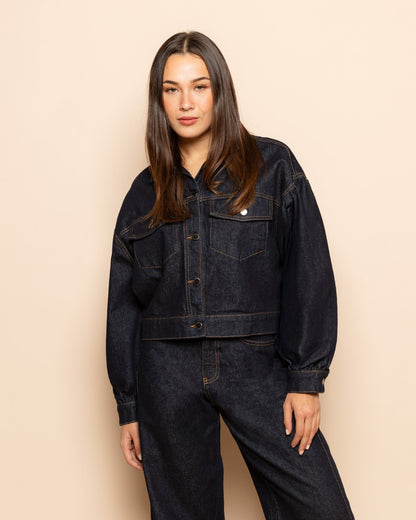 BOW STRAIGHT LEG JEANS DONKERBLAUW
