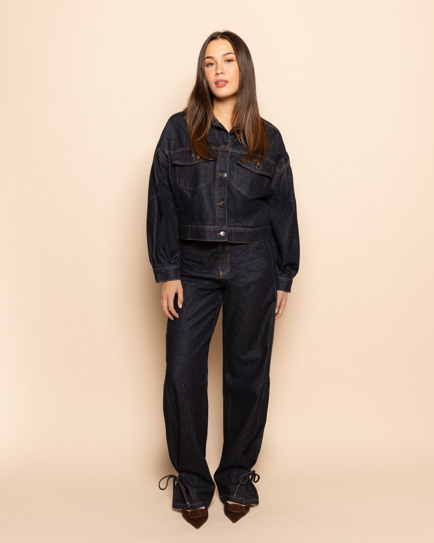 BOW STRAIGHT LEG JEANS DONKERBLAUW