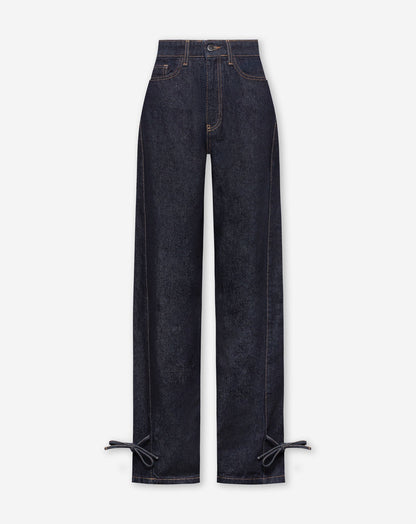 BOW STRAIGHT LEG JEANS DONKERBLAUW