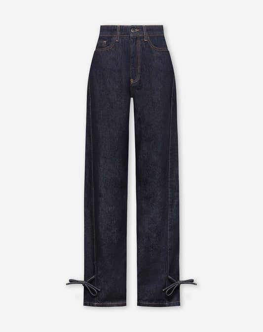 BOW STRAIGHT LEG JEANS DONKERBLAUW