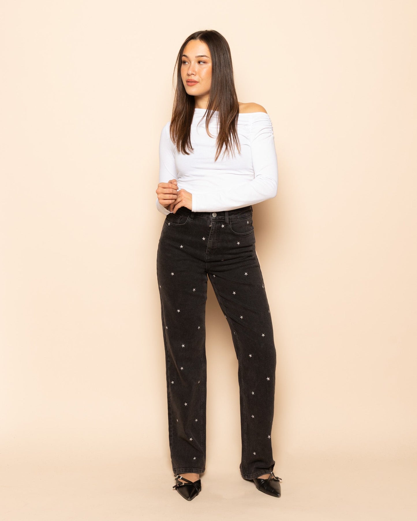 STAR LUREX BOOTCUT JEANS GRIJS