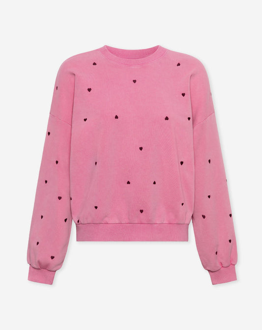 HEART EMBROIDERY SWEATER ACID ROZE