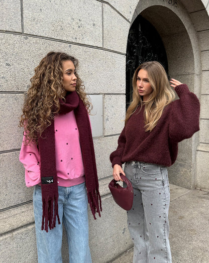 HEART EMBROIDERY SWEATER ACID ROZE