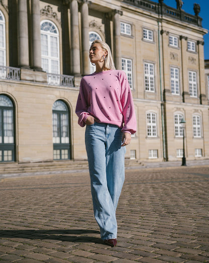 HEART EMBROIDERY SWEATER ACID ROZE