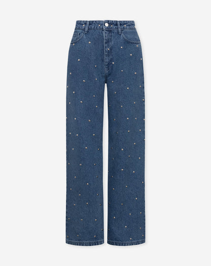 BIG STUD WIDE LEG JEANS BLAUW
