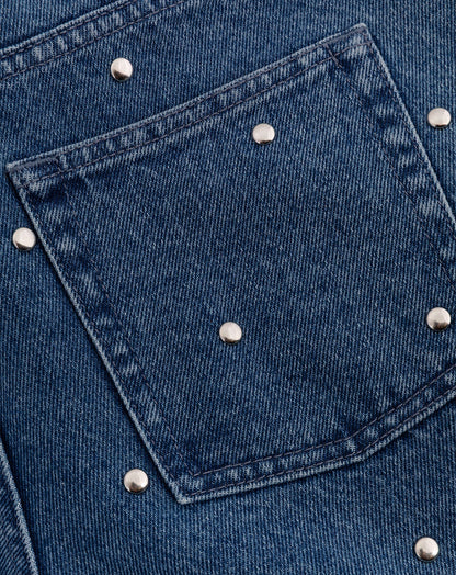 BIG STUD WIDE LEG JEANS BLAUW