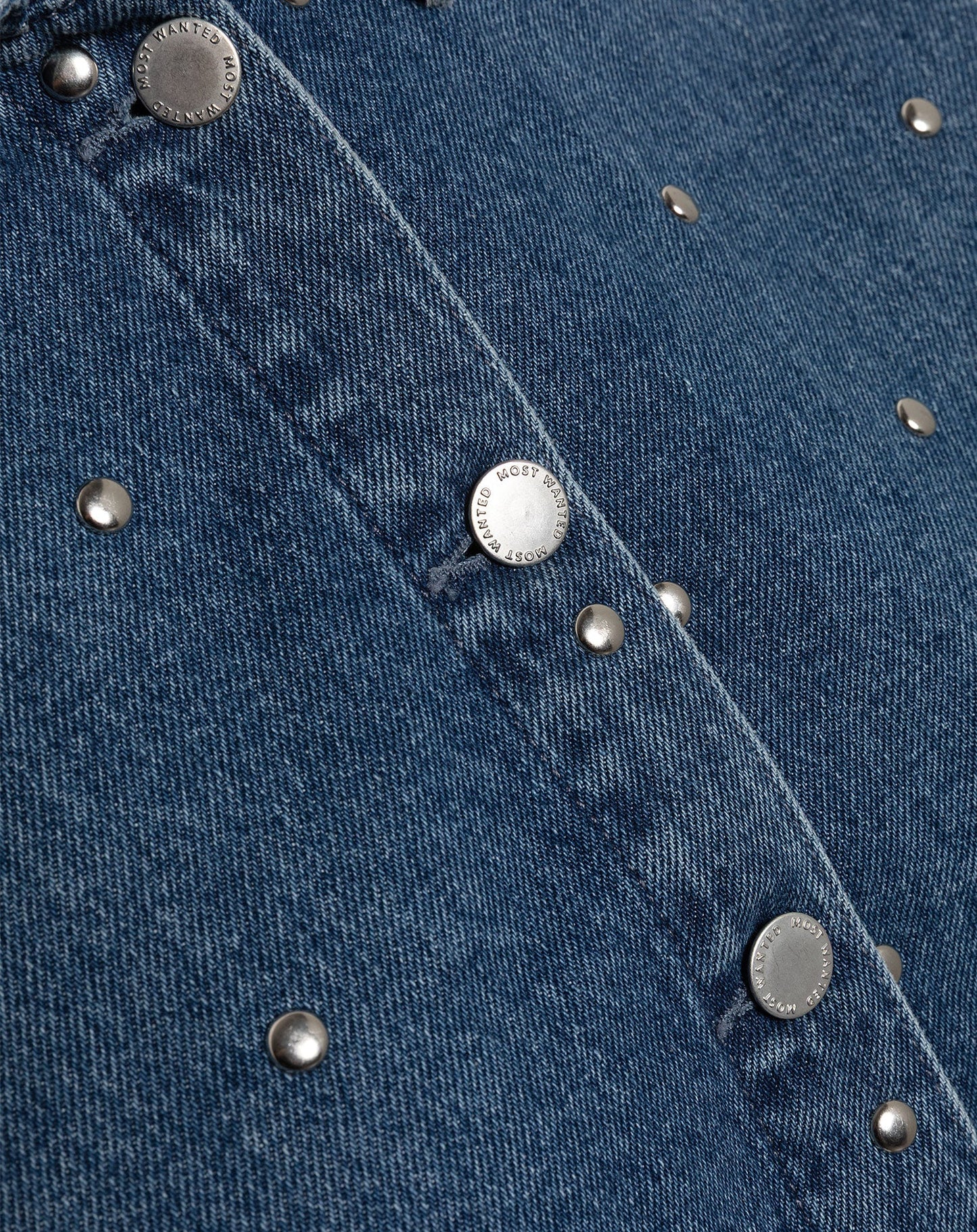 BIG STUD DENIM JACKET BLAUW