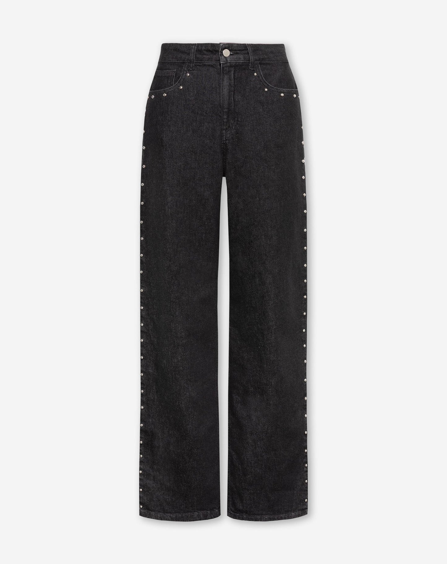 STUD COMFORT WIDE LEG JEANS DONKERGRIJS