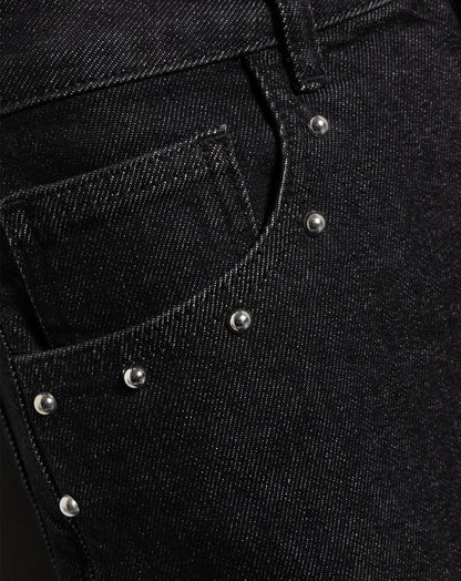 STUD COMFORT WIDE LEG JEANS DONKERGRIJS