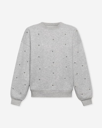 BOLD STUDS SWEATER LICHTGRIJS MELANGE