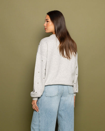 BOLD STUDS SWEATER LICHTGRIJS MELANGE