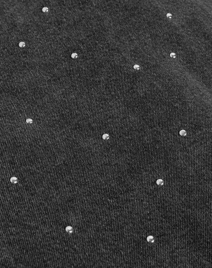 ALLOVER STUD DENIM JACKET GRIJS