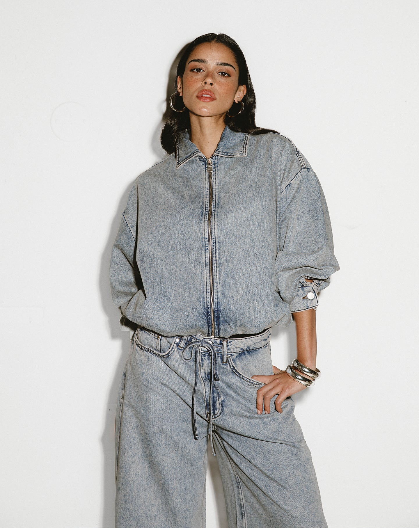 LOTTE BUBBLE HEM JACKET VINTAGE BLAUW