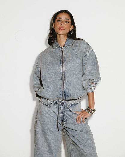 LOTTE BUBBLE HEM JACKET VINTAGE BLAUW