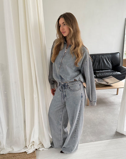 LOTTE BUBBLE HEM JACKET VINTAGE BLAUW