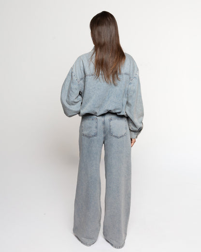 LOTTE BUBBLE HEM JACKET VINTAGE BLAUW