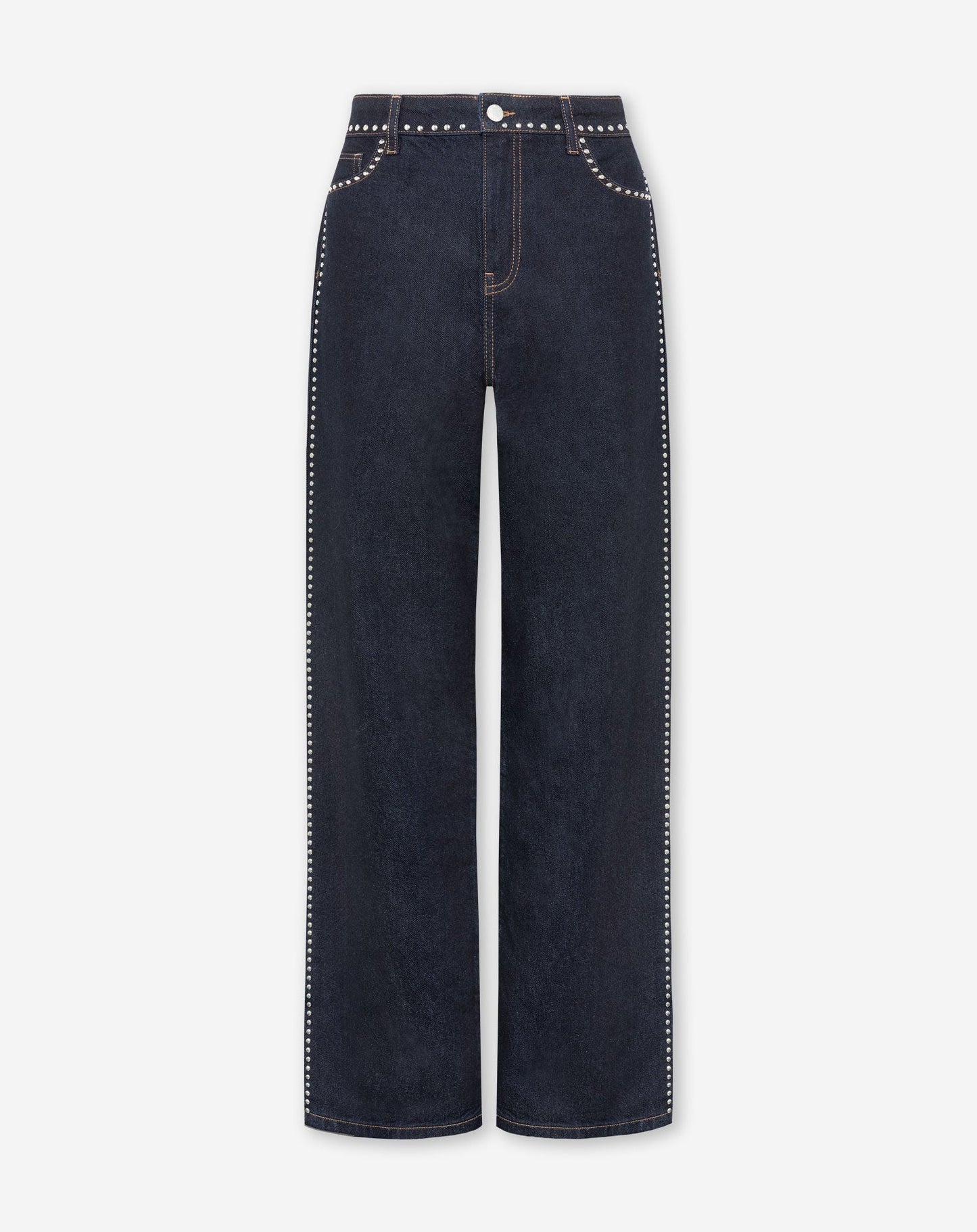 LIA STUD WIDE LEG JEANS DONKERBLAUW