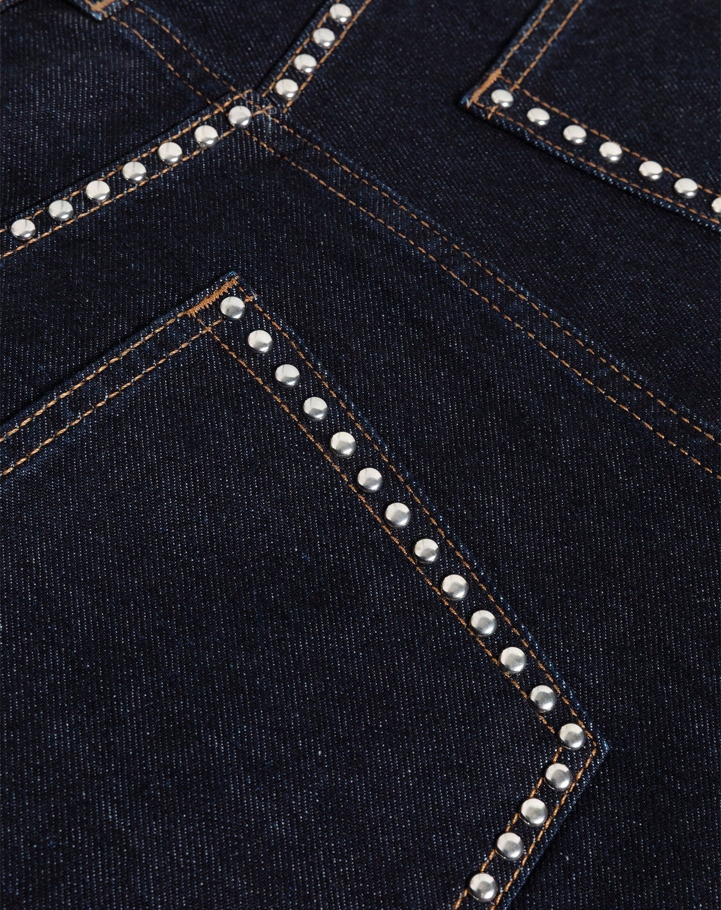 LIA STUD WIDE LEG JEANS DONKERBLAUW
