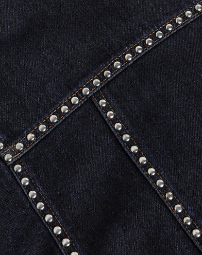 LIA STUD DENIM JACKET DONKERBLAUW