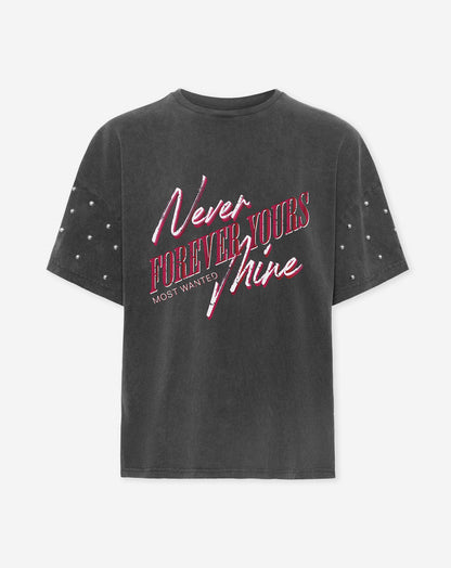 FOREVER YOURS STUD SLEEVE TEE ACID GRIJS