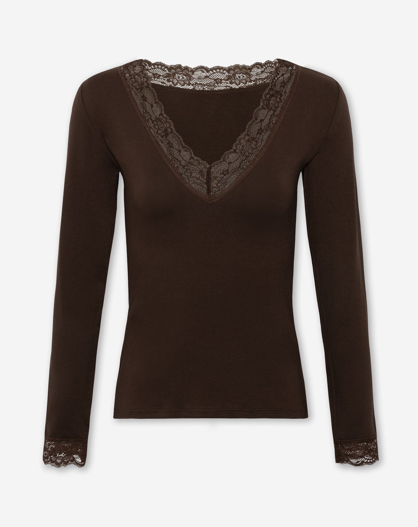 LACE VNECK LONG SLEEVE TOP BRUIN