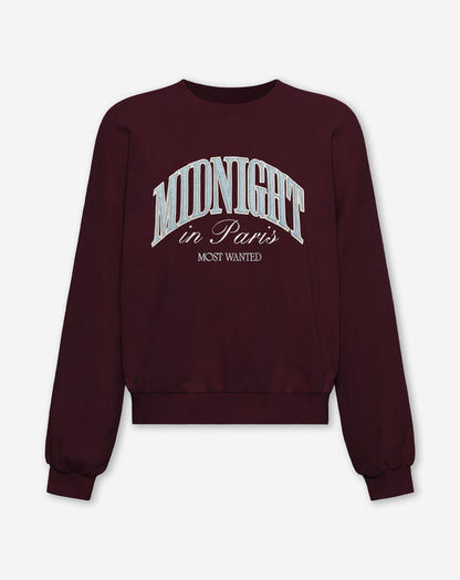 MIDNIGHT SATIN PATCH SWEATER DONKER BURGUNDY