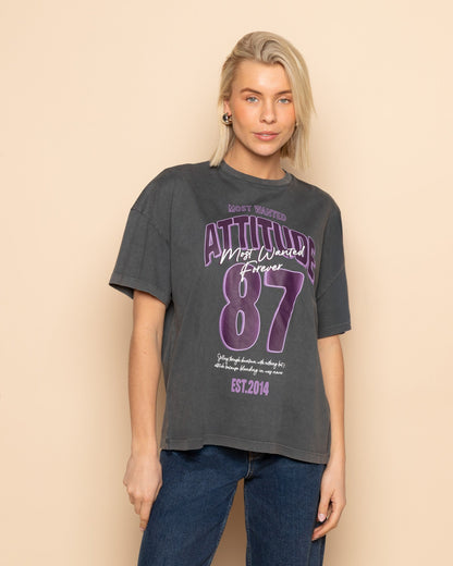 ATTITUDE OVERSIZED TEE ACID GRIJS
