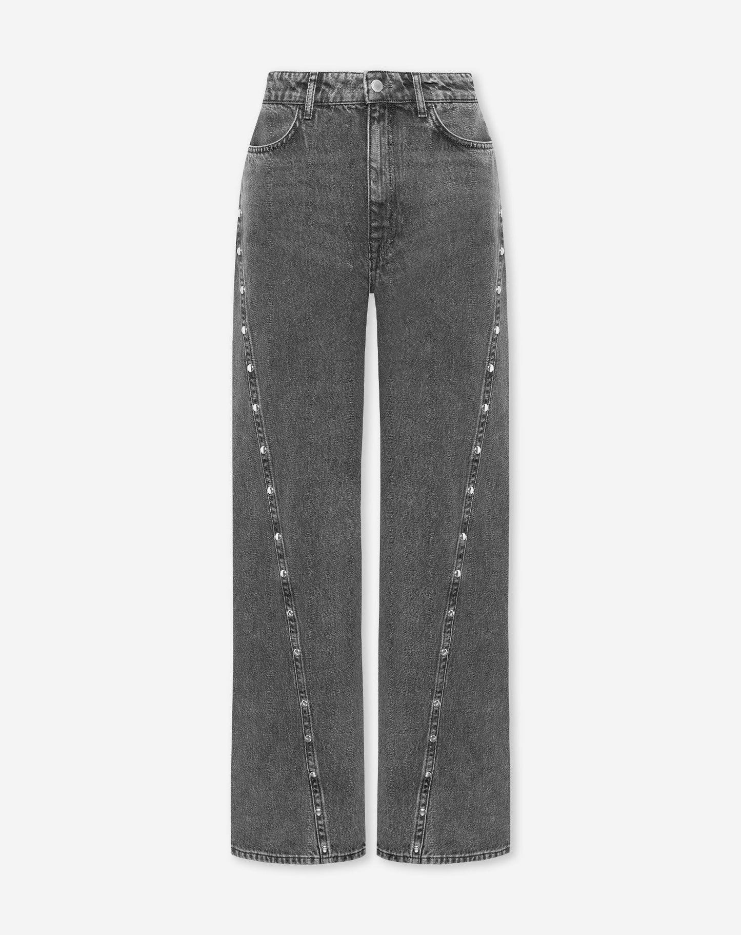 STUD SEAM WIDE LEG JEANS GRIJS
