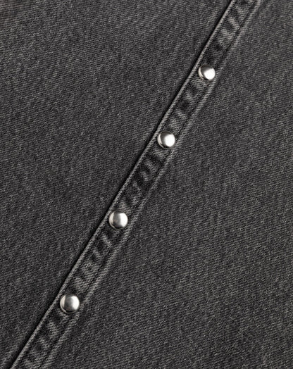 STUD SEAM WIDE LEG JEANS GRIJS