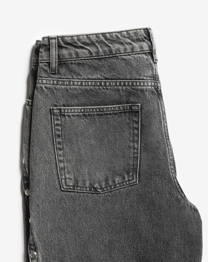 STUD SEAM WIDE LEG JEANS GRIJS
