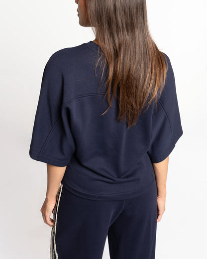 WIDE SLEEVE SWEAT TOP MARINEBLAUW