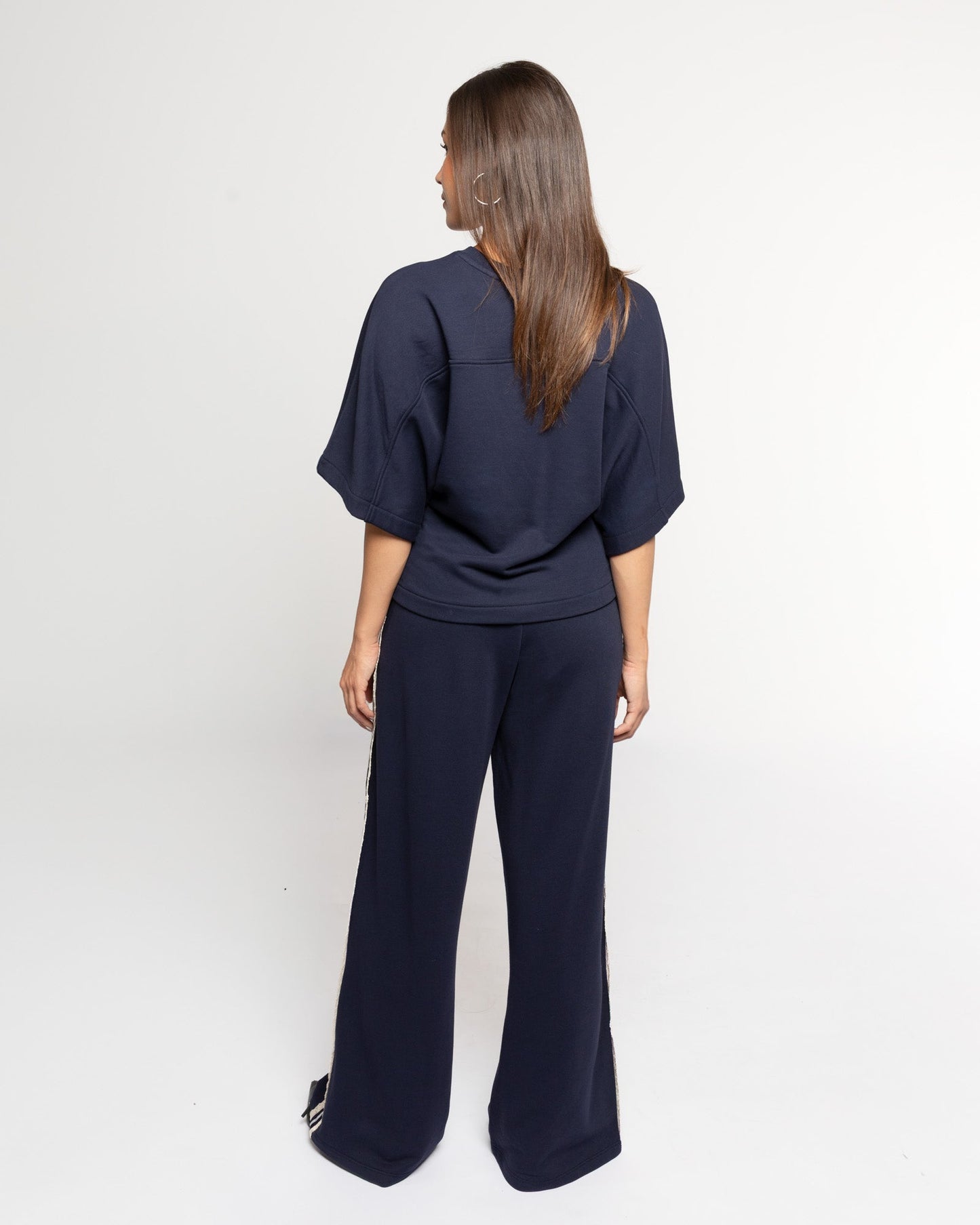 WIDE LEG LACE TAPE SWEAT PANTS PETITE MARINEBLAUW