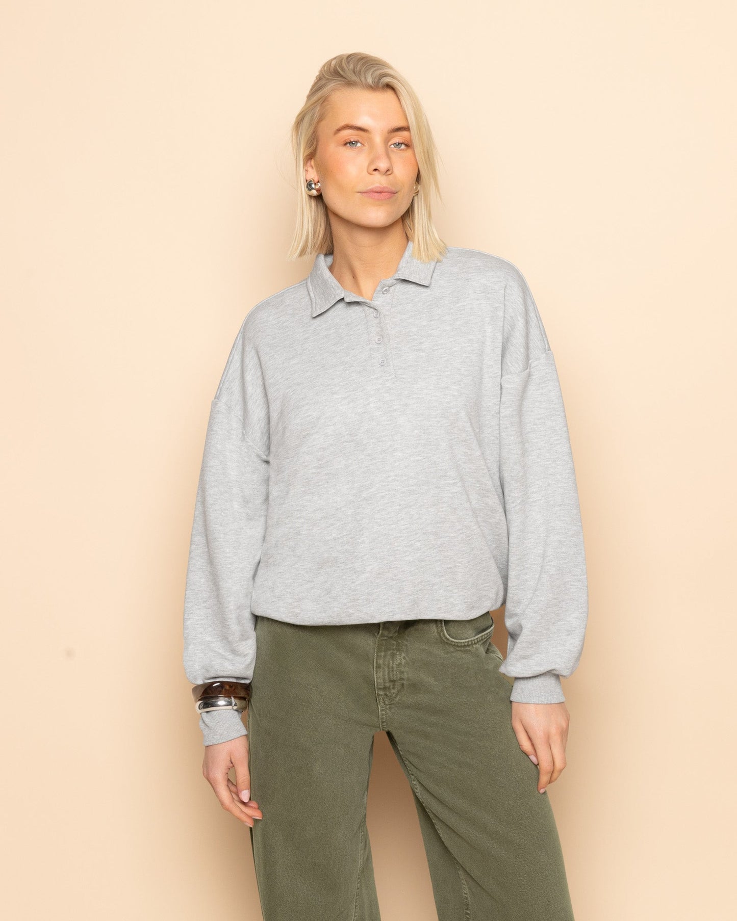 POLO SWEATER GRIJS MELANGE