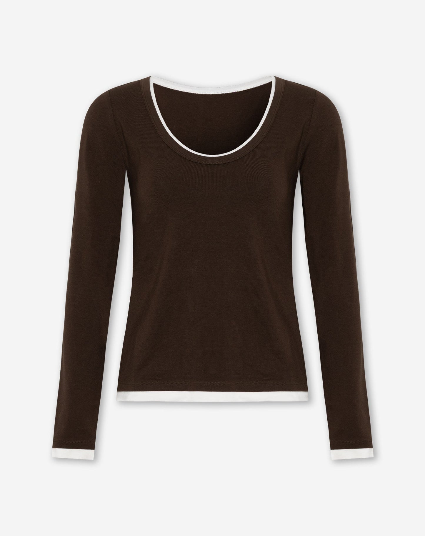 CONTRAST BINDING LONG SLEEVE TOP BRUIN