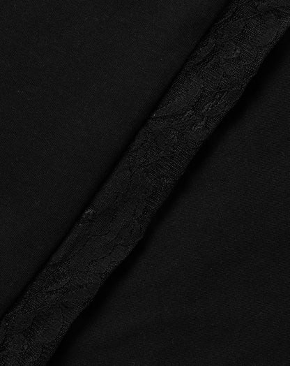 LACE INSERT LONG SLEEVE TEE ZWART
