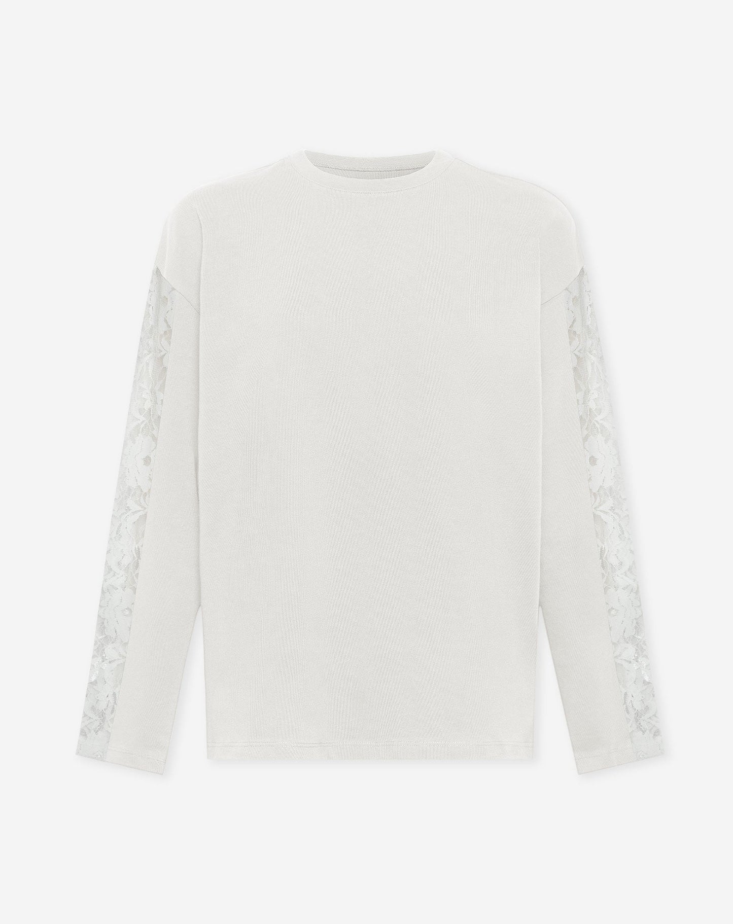 LACE INSERT LONG SLEEVE TEE CRÈME