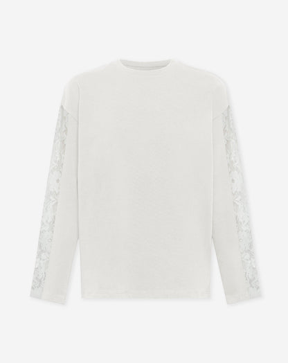 LACE INSERT LONG SLEEVE TEE CRÈME