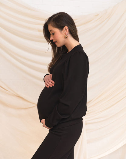 SCUBA PUFF SLEEVE SWEATER MATERNITY ZWART