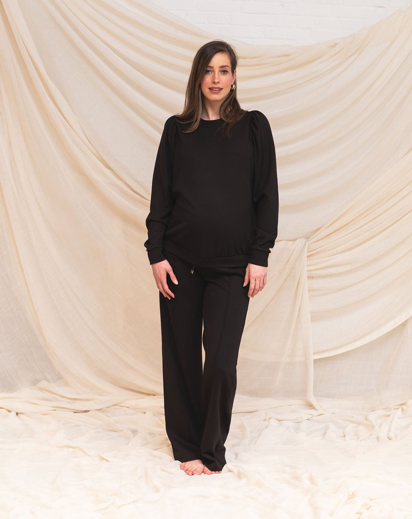 SCUBA PINTUCK PANTS MATERNITY TALL ZWART