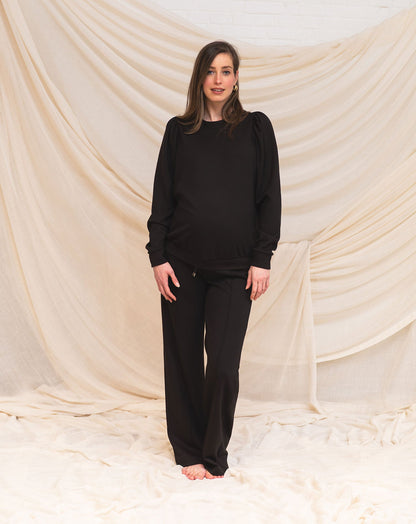 SCUBA PINTUCK PANTS MATERNITY TALL ZWART