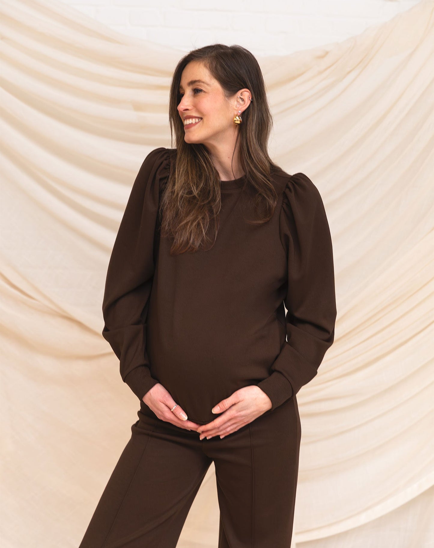 SCUBA PUFF SLEEVE SWEATER MATERNITY BRUIN