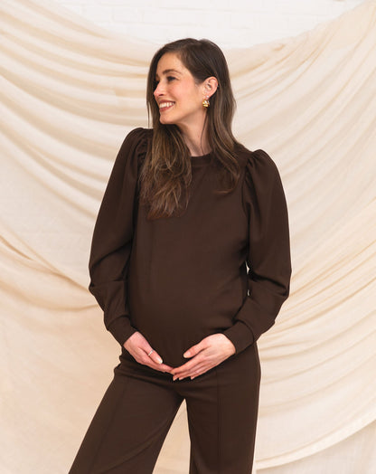 SCUBA PUFF SLEEVE SWEATER MATERNITY BRUIN