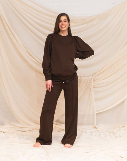 SCUBA PINTUCK PANTS MATERNITY TALL BRUIN