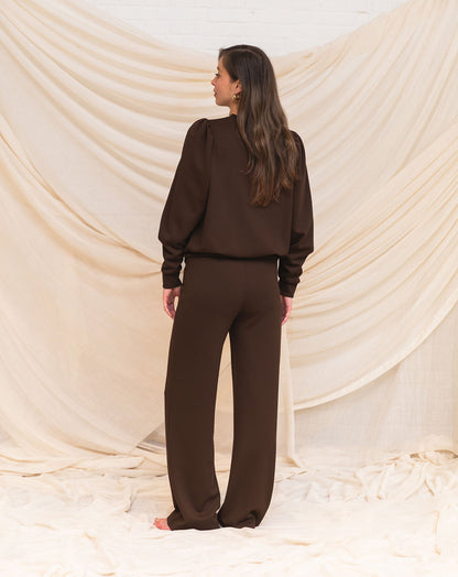 SCUBA PINTUCK PANTS MATERNITY PETITE BRUIN