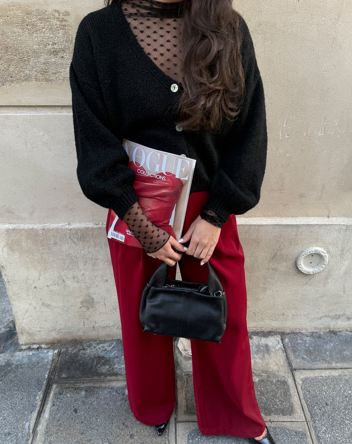 ALEXI HEART LACE TOP ZWART