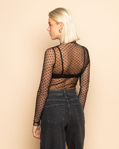 ALEXI HEART LACE TOP ZWART