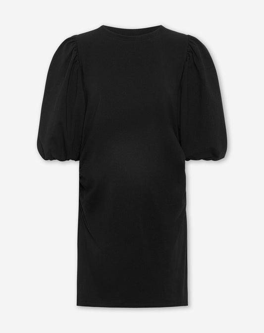 LOA PUFF SLEEVE SWEAT DRESS MATERNITY ZWART