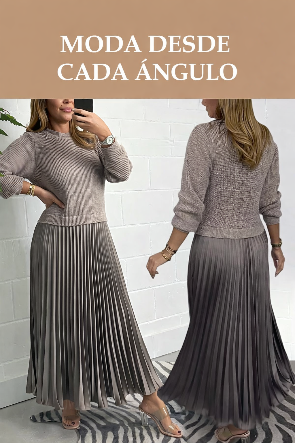 VESTIDO DE PUNTO CON FALDA PLISADA