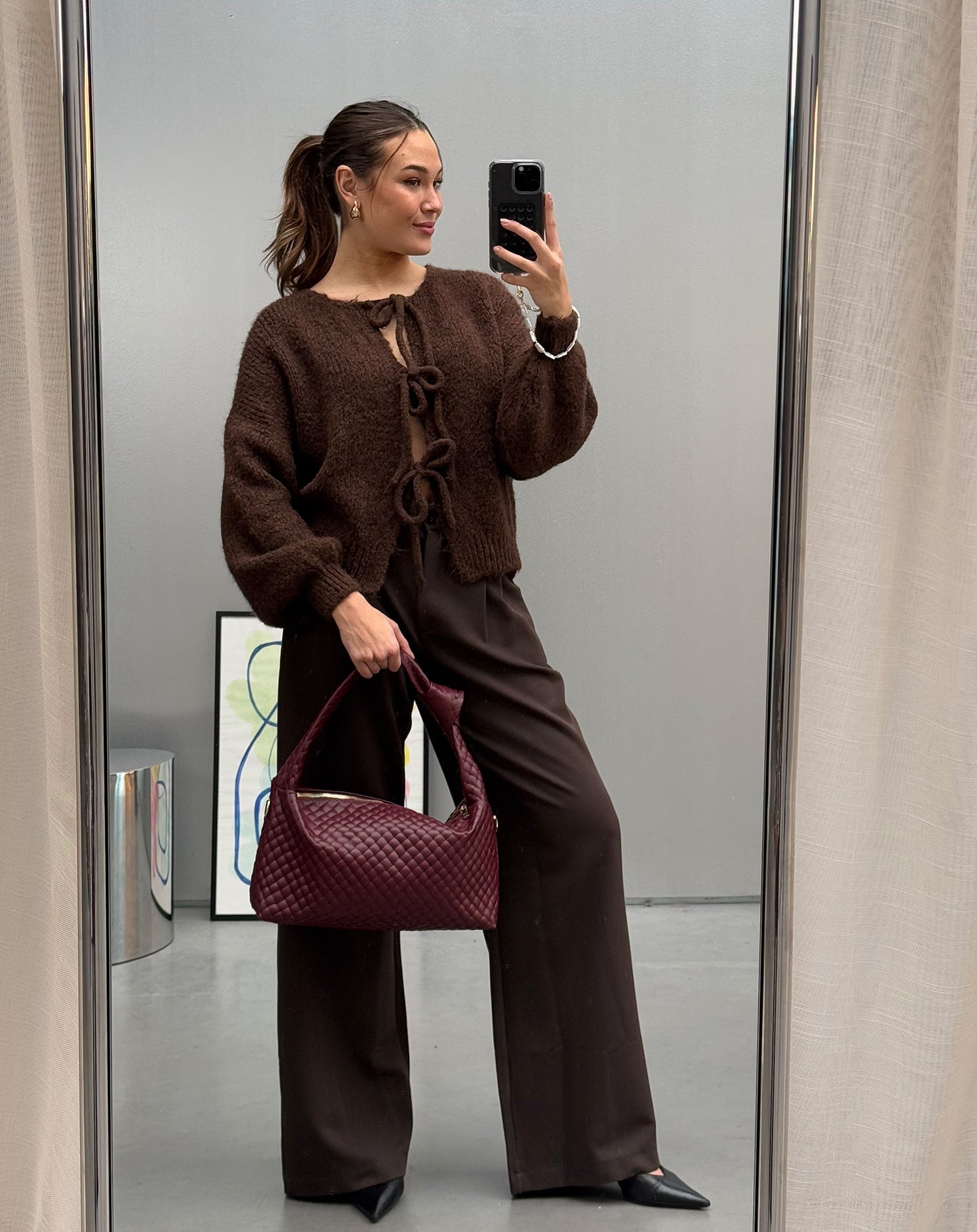 IRIS STRAIGHT LEG PANTALON DONKERBRUIN