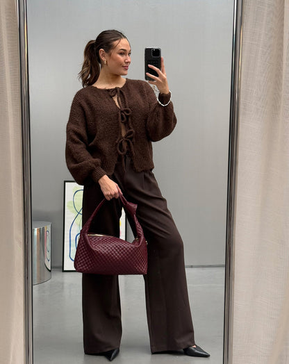 IRIS STRAIGHT LEG PANTALON DONKERBRUIN